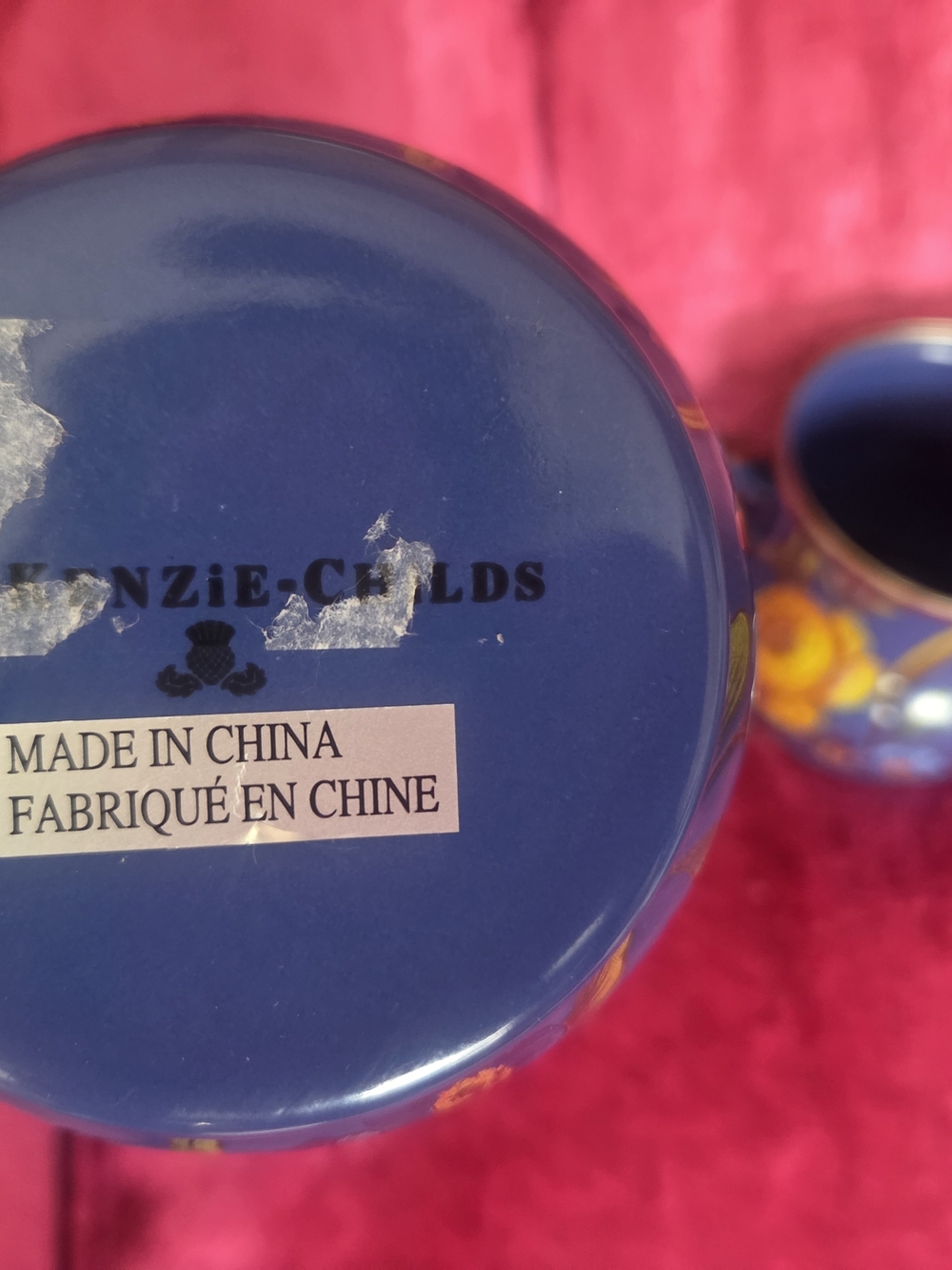 MacKenzie-Childs Blue Flower Market Enamel Mugs (Set of 2) – Floral Cottagecore - Picture 4 of 4